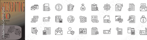 Accounting line editable icon set. Editable stroke. Vector illustration