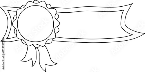Award Ribbon and Rosette Emblem Outline for Recognition and Achievement