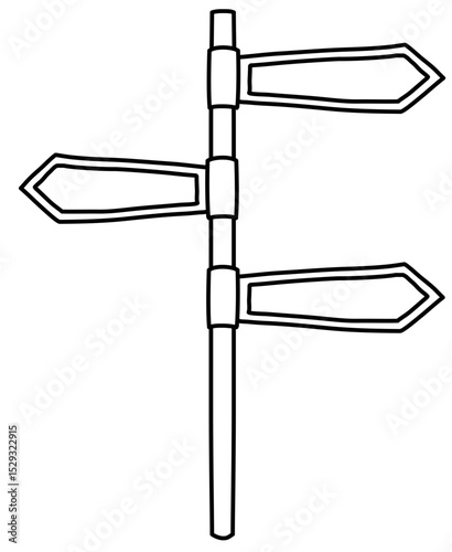 Blank Signpost Indicating Multiple Directions for Navigation and Travel Choices