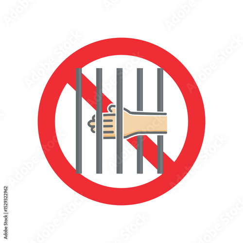 vector illustration of the symbol forbidding reaching into animal cages, or prison bars.