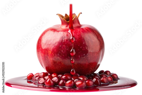 pomegranate juice dripping image isolated on transparent background