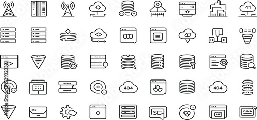 Cloud Computing and Data Storage Icons: Essential Symbols for Technology Design Projects