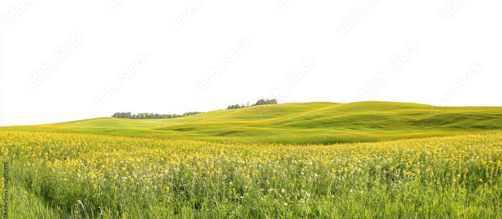 Fototapeta premium Hilly spring fields countryside landscape outdoors.