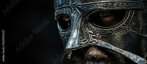 Close-up of a Viking helmet