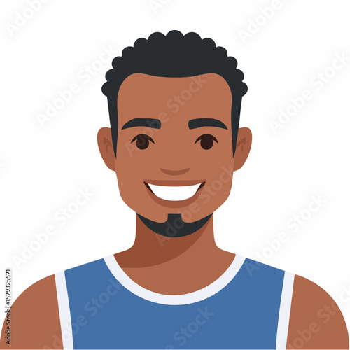 Happy fitness man smiling icon vector