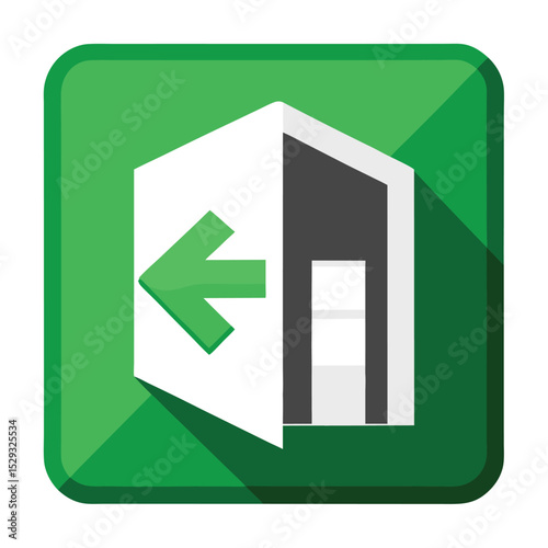 Adobe Illustrator Artwork Emergency fire exit sign. running man icon to door. Exit emergency arrow sign vector image. Fire evacuation sign. warning sign plate logo stock images illustration.
