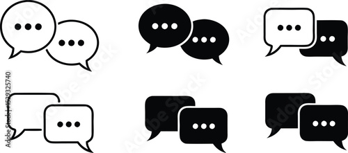 A collection of minimalist speech bubble icons representing communication and dialogue for digital applications