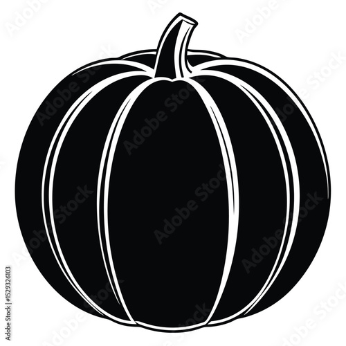 Black and white pumpkin shows detailed outlines, perfect for autumn themed creative projects
