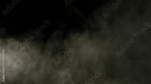 gray and white smoke or fog swirling against a black background. A textured effect is visible.