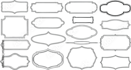 Collection of decorative vintage frames in black and white suitable for design and creative projects