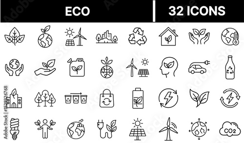 Eco Icon Representing Environmental Protection and Sustainable Living