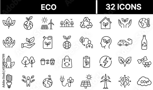 Eco Icon Representing Environmental Protection and Sustainable Living