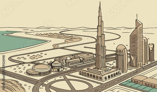 Aerial view of Dubai UAE   