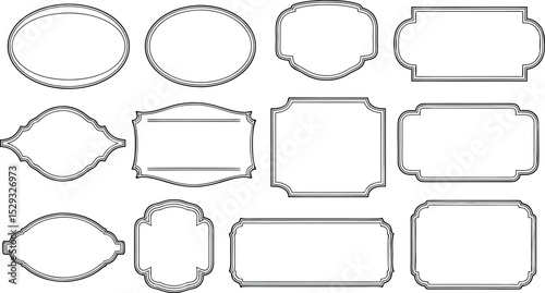 Collection of elegant decorative frame designs in black and white vector graphic elements