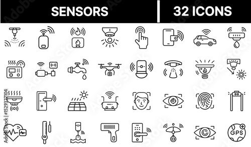 Sensors Icon Representing Smart Detection Technology and Automated Monitoring Systems