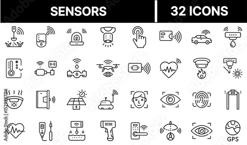 Sensors Icon Representing Smart Detection Technology and Automated Monitoring Systems