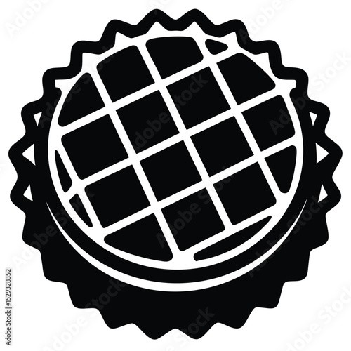  a stylized icon of a pie or tart on a white background