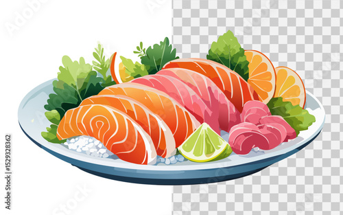 simple flat vector a plate of sushi