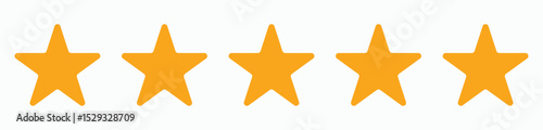Five stars orange icon customer product rating review flat icon for apps and websites