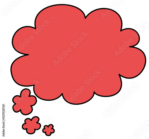A red thought bubble with smaller puffs representing ideas floating into the main bubble