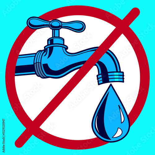 the tap with a drop of water crossed out, the meaning of the picture is to save water