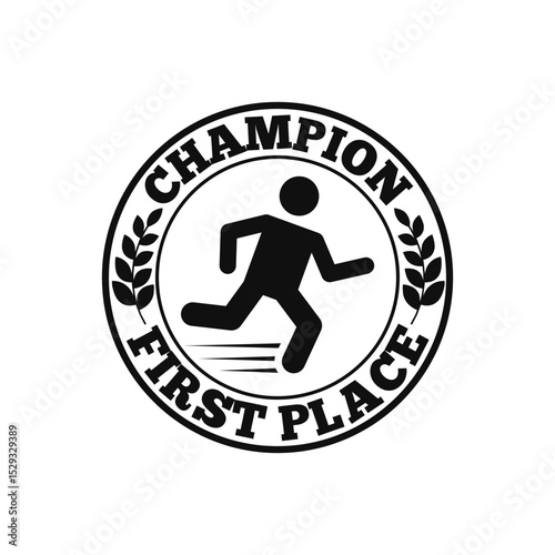 Champion First Place Black Icon Vector logo