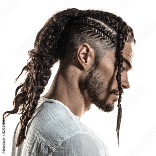 Man with braided hair hairstyle trend fashion beauty salon hair care stylish braids trendy dreads cool look