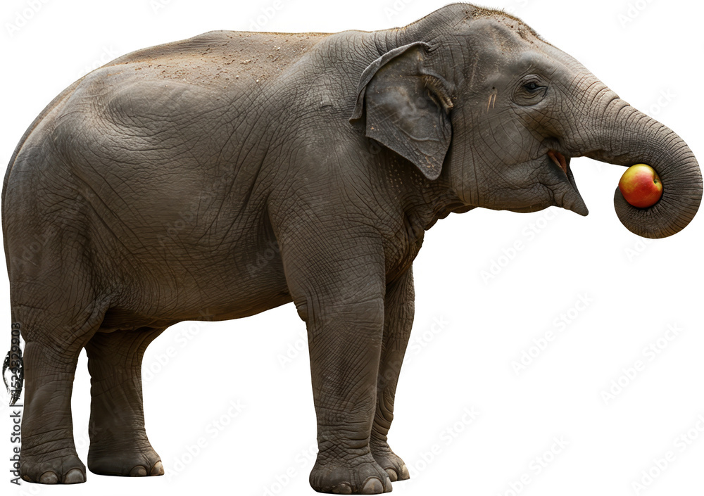 Obraz premium Elephant biting an apple