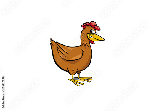 Cute Cartoon Chicken Standing Proudly on Its Yellow Feet