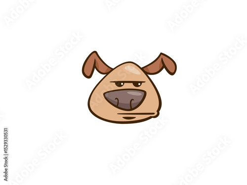 Cartoon Dog Character with a Grumpy Expression and Floppy Ears