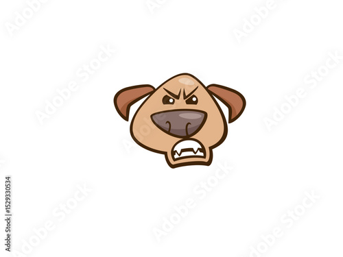 Angry Dog Face Cartoon Icon Expressing Frustration and Displeasure