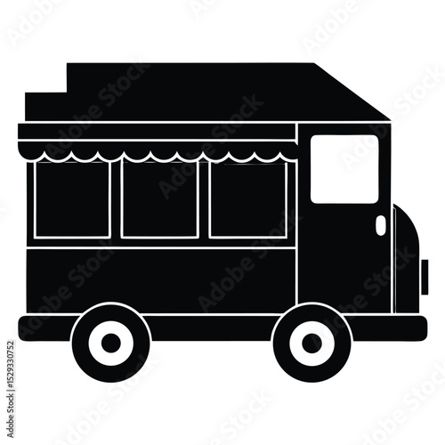 Detailed Side Food Van Vector – Outdoor Street Food Business Icon

