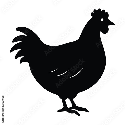 Chicken Silhouette Vector – Farm Poultry Animal Icon for Meat or Agriculture

