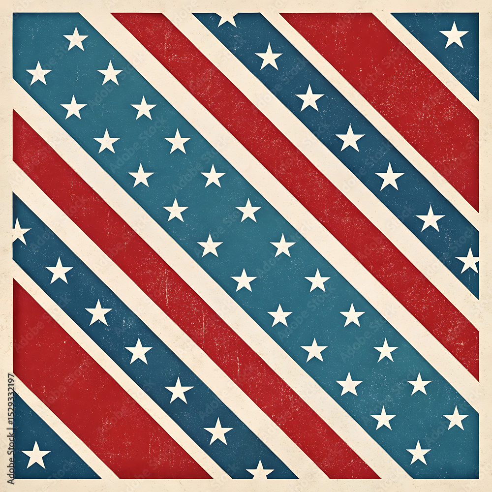 Obraz premium American patriotic background with diagonal stripes of red white blue and tiny stars for celebration