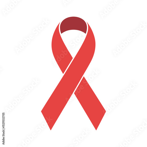 Simple Red Ribbon Symbol on White Background for Aids Awareness and Support Campaigns and Healthcare Initiatives Worldwide