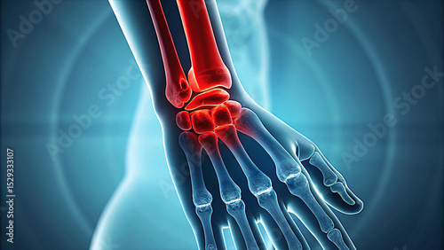 Inflamed wrist bones, a medical image
