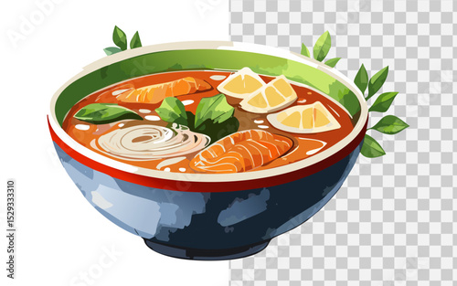 simple flat vector japanese food a bowl of ramen 