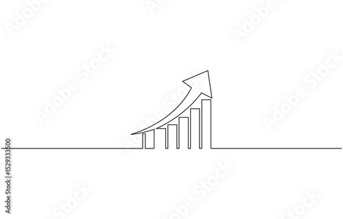 Continuous one line drawing of growing statistics graph. One line drawing illustration of growing graph, Continuous one line drawing of growing statistics graph. One line drawing illustration of growi