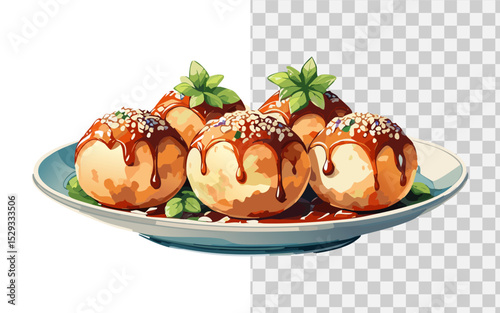 simple flat vector a delicious japanese food takoyaki
