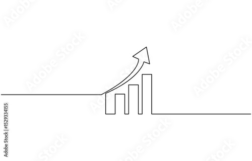 Continuous one line drawing of growing statistics graph. One line drawing illustration of growing graph, Continuous one line drawing of growing statistics graph. One line drawing illustration of growi