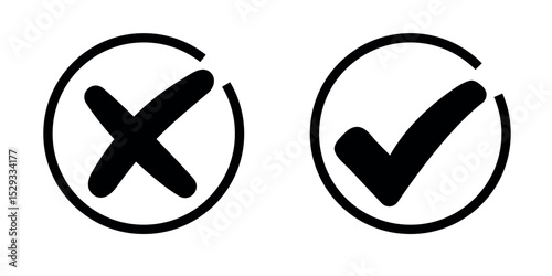 Set check mark and cross. Vector illustartion
