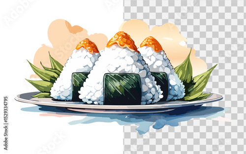 simple flat vector japanese food an onigiri