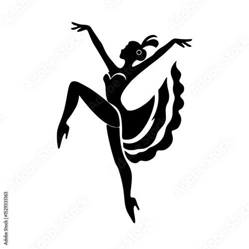cancan dancer pose silhouette vector