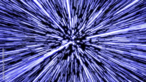 warp drive rush forward in front hyper space glowing light speed fast slow move star in galaxy universe striped line like laser beam effect long.
