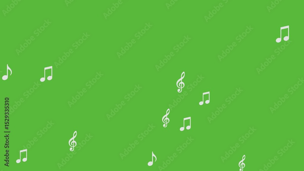 Music note melody of song voice singer sound artist note music symphonic melodic on green screen video overlay.