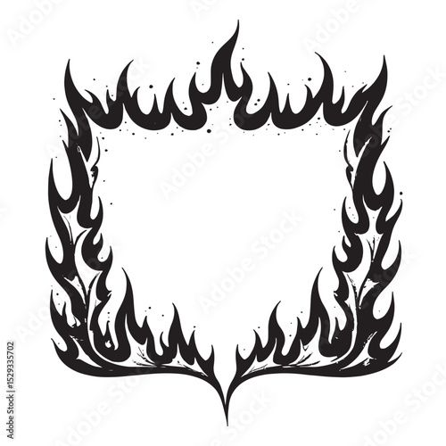 fire frame vector illustration silhouette fire on square frame