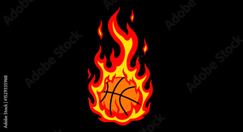 Fiery Basketball in Flames