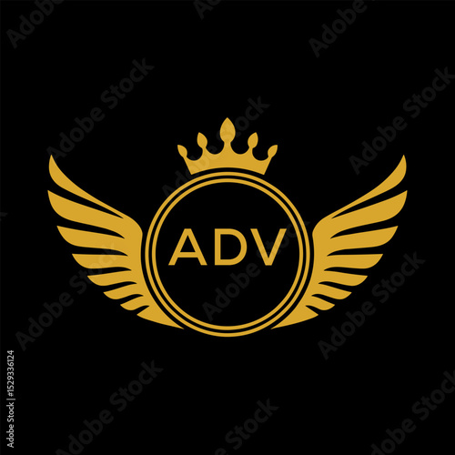 Initial ADV Letter Linked Logo for business and company identity. Modern ADV Letter Logo Vector Template with modern trendy golden logo.
