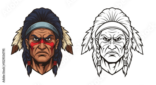 Native American Chief Mascot Illustration