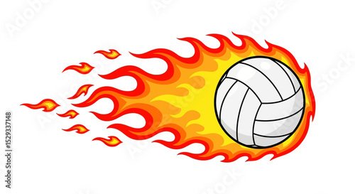 Burning Volleyball with Flames, Representing Speed and Power